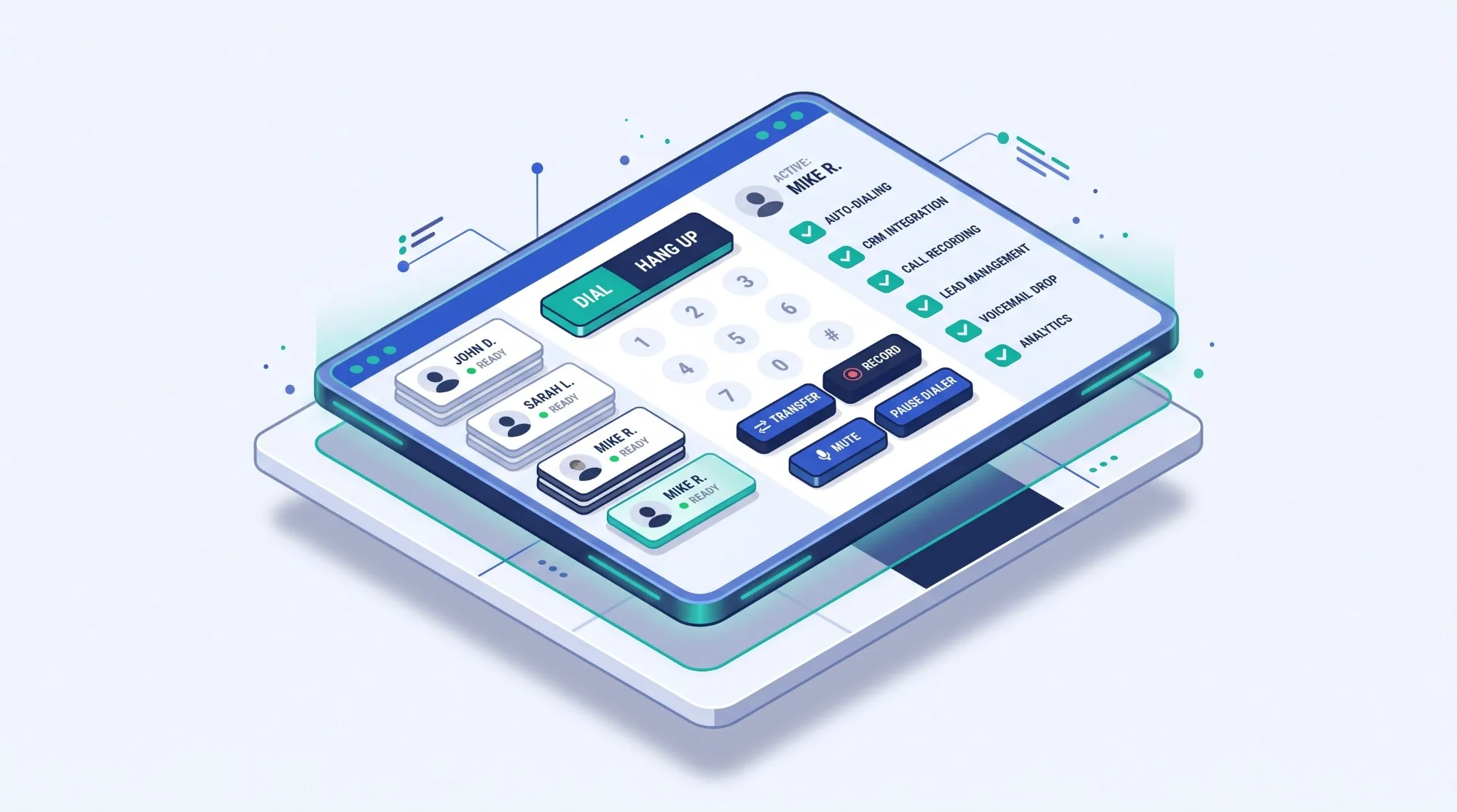 One acquisitions workspace CallVisor dialer combining auto-dialing, CRM, call recording, voicemail drop and analytics in one workspace
